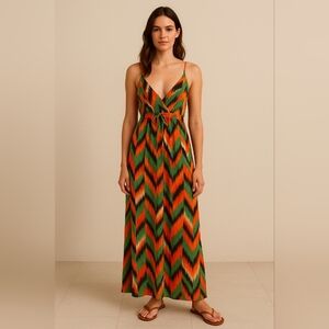Chevron Patterned Maxi Summer Dress